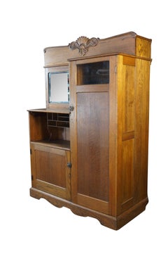 Antique Quartersawn Oak Side by Side Murphy Bed Secretary Desk Armoire Cabinet