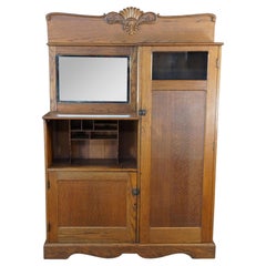 Antique Quartersawn Oak Side by Side Murphy Bed Secretary Desk Armoire Cabinet