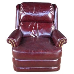 Mid Century Lane Furniture Burgundy Red Oxblood Leather Reclining Armchair MCM