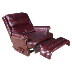 Mid Century Lane Furniture Burgundy Red Oxblood Leather Reclining Armchair MCM