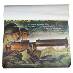 WWII US Army Browning Machine Gun War Department Training Aid Chart Graphic 45"