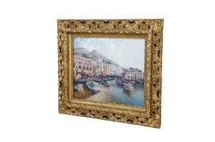 Amleto Colucci Marina Grande Capri Italian Cityscape Boats Harbor Oil Painting