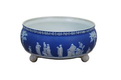 Antique Wedgwood Blue Jasperware Candlesticks Creamer Sugar Teapot Bowl Compote