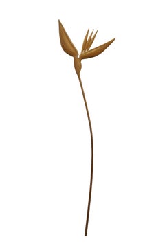 Mid Century Modern Carved Teak Bird of Paradise & Leaf Botanical Arrangement 46"