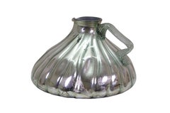 Antique Victorian Hand Blown Silver Mirrored Mercury Glass Pitcher Jug 15"