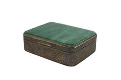 Antike, versilberte, grüne Jade-Andenken-Schnupftabakdose im kontinentalen Stil, 4"