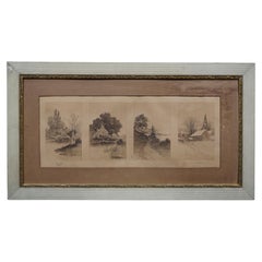 Estampe panoramique antique signée par Ernest C. Rost représentant les « Quatre Saisons », 32"