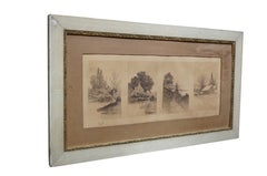 Estampe panoramique antique signée par Ernest C. Rost représentant les « Quatre Saisons », 32"