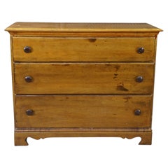 Antique American Country Farmhouse Maple and Pine Three Drawer Chest Dresser 42"