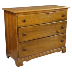 Antique American Country Farmhouse Maple and Pine Three Drawer Chest Dresser 42"
