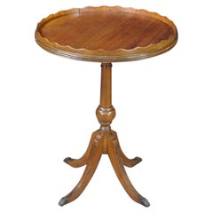 Vintage Georgian Style Round Mahogany Piecrust Pedestal Table Sculpture Stand