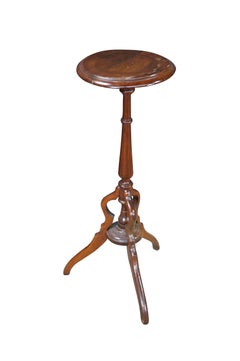 Antique Victorian Mahogany Round Plant Candle Stand Sculpture Pedestal Tripod