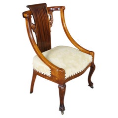 Antique 19th C. Mahogany Regency Empire Klismos Library Desk Gondola Arm Chair