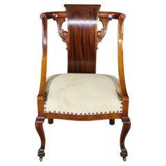 Antique 19th C. Mahogany Regency Empire Klismos Library Desk Gondola Arm Chair