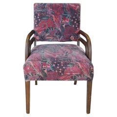 Mid Century Art Deco Style Bentwood Library Vanity Arm Reading Chair MCM Retro