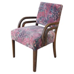 Mid Century Art Deco Style Bentwood Library Vanity Arm Reading Chair MCM Retro