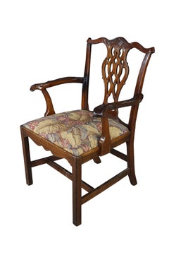 Antique Chippendale Style Interlaced Back Mahogany Armchair Dining Desk Chair