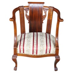 Antique 19th Century Mahogany Regency Empire Horseshoe Library Parlor Arm Chair