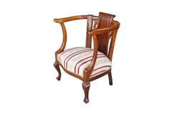Antique 19th Century Mahogany Regency Empire Horseshoe Library Parlor Arm Chair