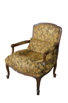 Vintage Italian French Provincial Bergere Armchair Fauteuil Library Lounge Chair