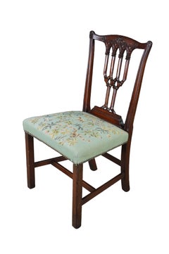 Antique Victorian Gothic Chippendale Style Carved Mahogany Chair Animal Print