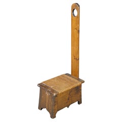 Antique Primitive Shaker Style Spinning Chair Rush Stool Bench Seat Folk Art 37"