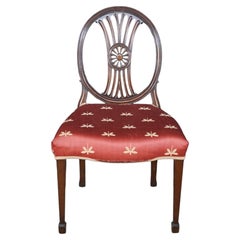 Antique Hepplewhite Carved Mahogany Oval Wheel Back Dining Side Desk Chair