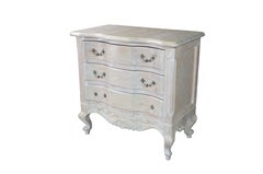 Vintage French Provincial Bleached Oak 3-Drawer Chest Nightstand Commode Dresser