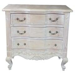 Vintage French Provincial Bleached Oak 3-Drawer Chest Nightstand Commode Dresser