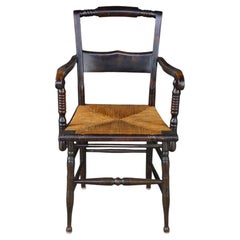 Antique 19th Century Early American Hitchcock Style Mahogany Caned Arm Chair