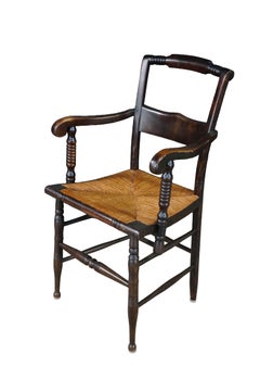 Antique 19th Century Early American Hitchcock Style Mahogany Caned Arm Chair