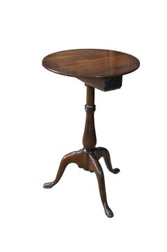 Antique Georgian Style Round Mahogany Tripod Base Candle Stand Wine Side Table