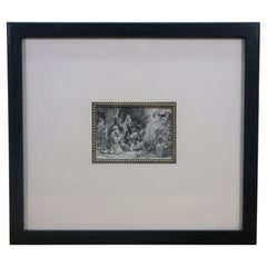 19th C. Rembrandt Etching "The Angel Departing from the Family of Tobias" Framed