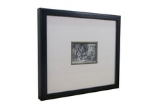 19th C. Rembrandt Etching "The Angel Departing from the Family of Tobias" Framed