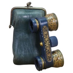 Antique German Emil Busch Multinett Filigree Opera Glasses Original Leather Case