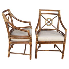 8 McGuire Mid Century Modern Bamboo Target Back Dining Chairs Boho Chic Set