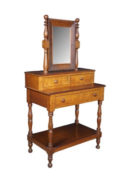 Antique Victorian Plum Pudding Mahogany Washstand Vanity w Mirror 62"