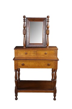 Antique Victorian Plum Pudding Mahogany Washstand Vanity w Mirror 62"