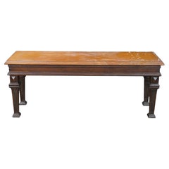 Antique Victorian English Tudor Oak Foyer Hall Entry Piano Bench 48"
