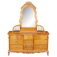 Lexington Victorian Sampler Collection Oak Spindle Mirror Dresser Chest