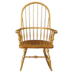 Vintage Nichols & Stone Oak Windsor Rocking Chair Hoop Back Colonial Rocker