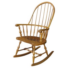 Vintage Nichols & Stone Oak Windsor Rocking Chair Hoop Back Colonial Rocker