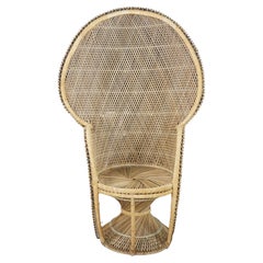 Mid-Century Modern Bamboo & Rattan Peacock Throne Accent Chair Boho Chic MCM