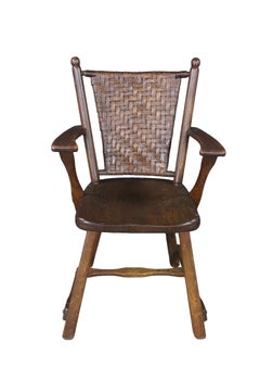 3 Vintage-Sessel im Old-Hickory-Stil, Arts-and-Crafts-Stil, Mission-Stil, rustikale Eiche, Lodge-Stil, mit Paddle-Armlehnen