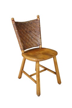 4 sedie da pranzo vintage in rovere rustico con motivo a spina di pesce, stile Arts & Crafts, Old Hickory