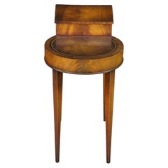 Antique English Regency Flame Mahogany Tooled Leather Telephone Smoking Table