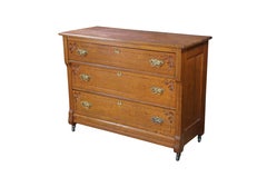 Antique Victorian Eastlake Oak Three Drawer Carved Dresser Chest Casters 43"