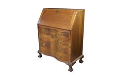 Antique Chippendale Serpentine Oxbow Mahogany Secretary Library Writing Desk 33"