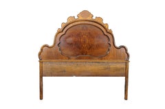 Antique Victorian Renaissance Revival Walnut Burl Arched Full Size Headboard