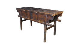 Antique Early 20th C. Chinese Dongbei Elm Altar Table Console Cabinet Sideboard